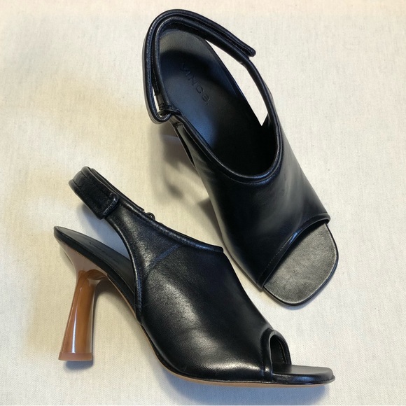 Vince. Square Toe Sling Back Strap Heeled Sandal - Picture 1 of 9